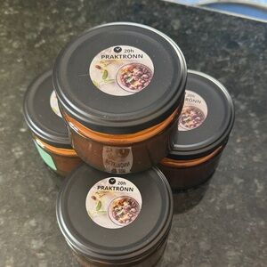 IKEA amber Praktronn Glass Candle 20 hour candle NEW